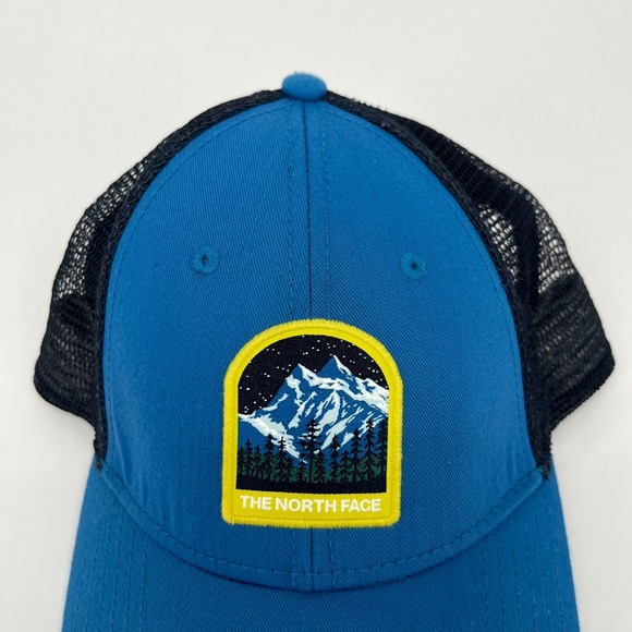 The North Face Snapback Hat Adult One Size Blue Patch Logo Trucker Mesh‎ - Picture 3 of 8